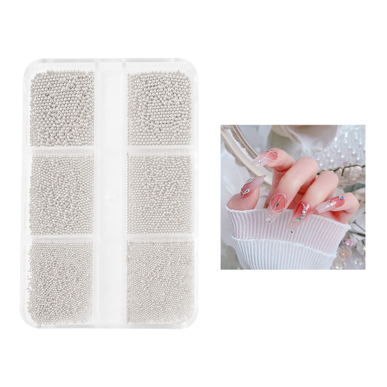 Small Stainless Steel Beads Art Decorations Charm Gel-Polish Caviar Studs Nails Jewelry Accessories 1 Box