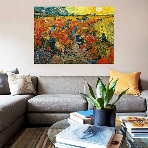 Miniatura 2 de ZENDA Van Gogh - Arte de pared con diseño de vid roja, pinturas enmarcadas de noche estrellada, arte en lienzo para decoración del hogar, enmarcado,