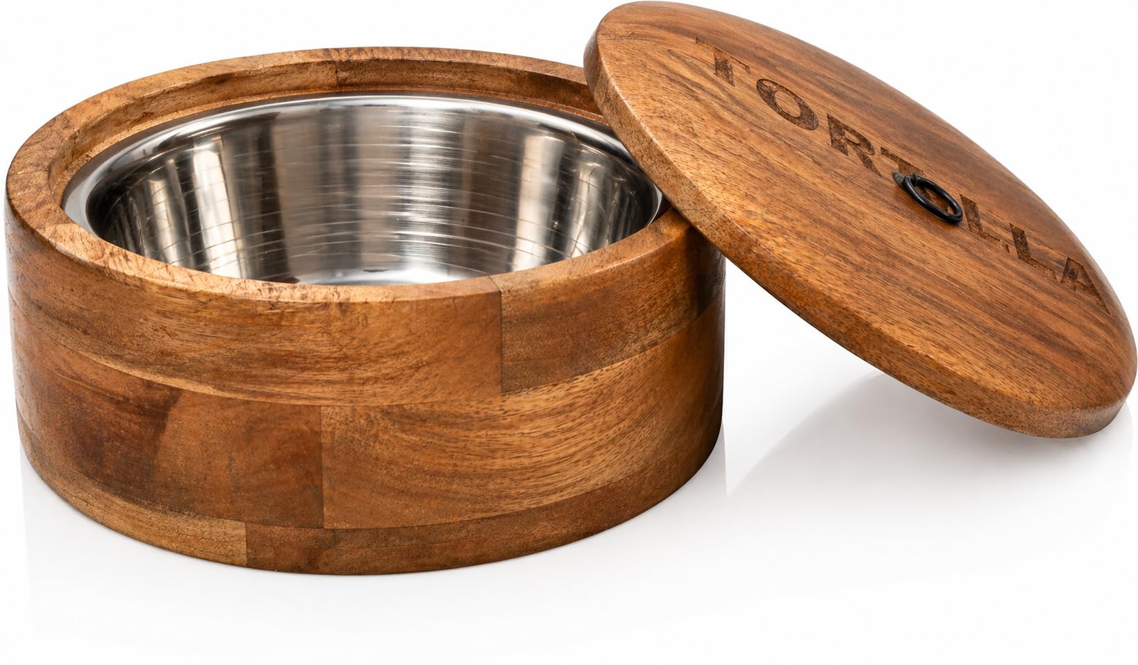 Photo 1 of Handmade Wooden Tortilla & Roti Warmer with Lid, Food Safe, 9 Inch, Brown