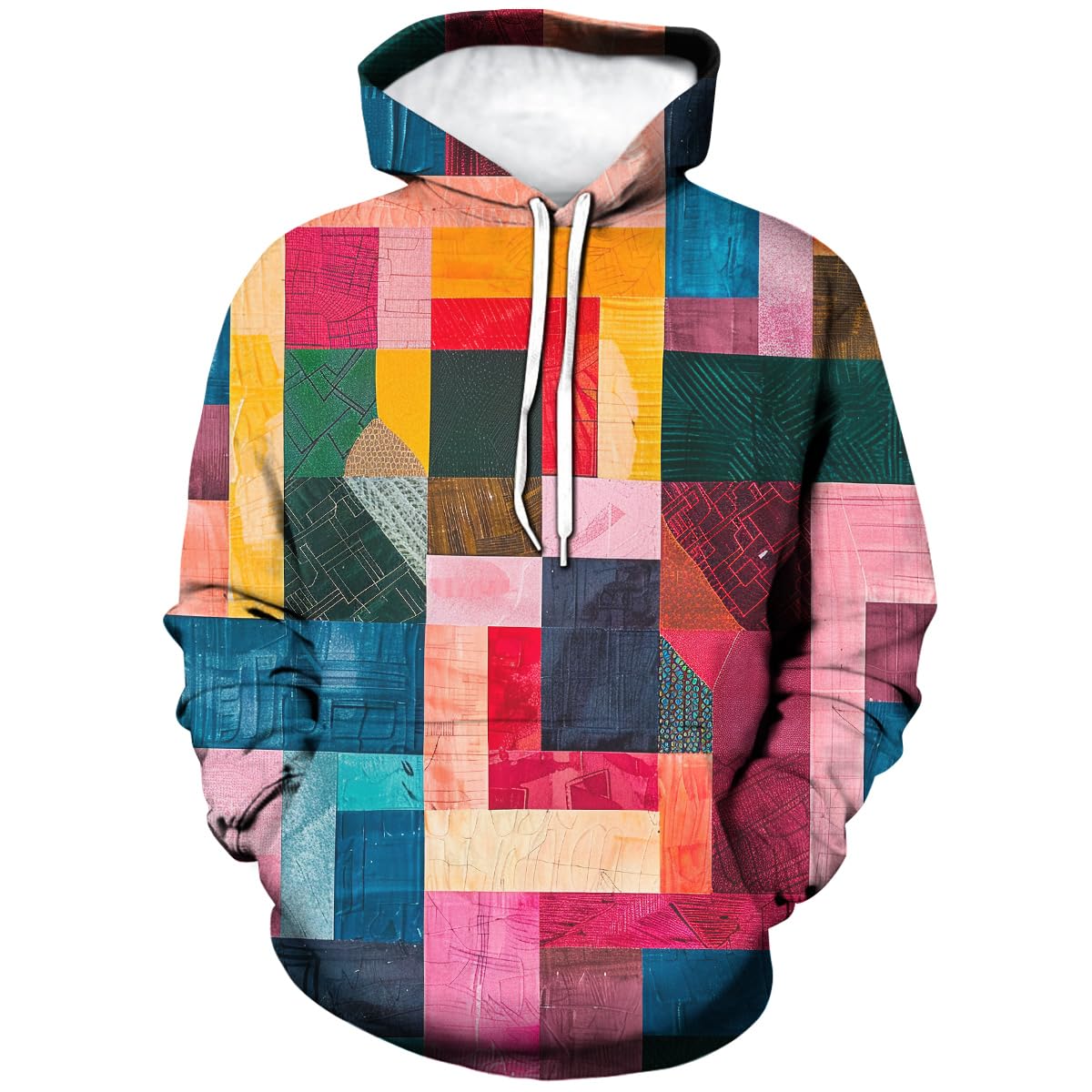 Felpa con Cappuccio Novelty 3D Printed Color Funny Maglia di Tuta