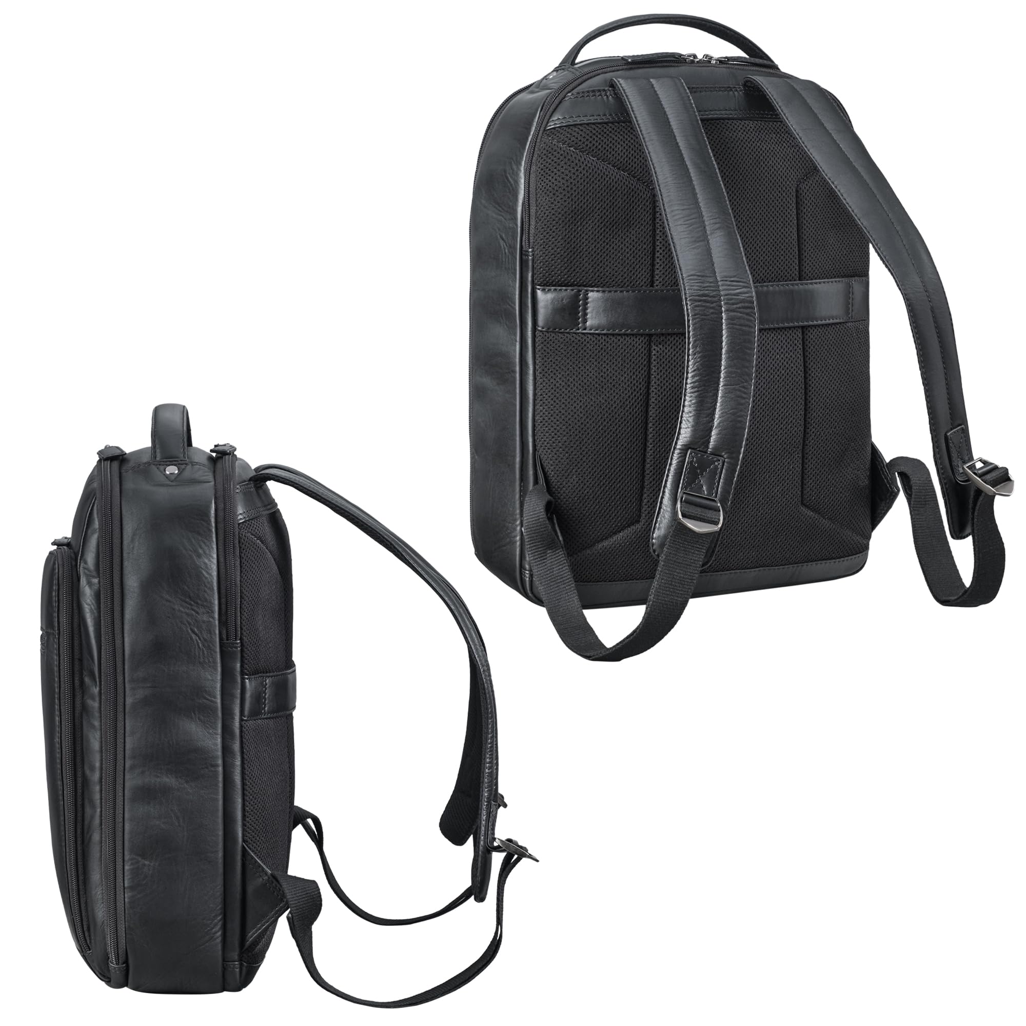 STILORD "Nami Mochila de Cuero para portátil de 15 Pulgadas - Elegante Mochila de Negocios para Hombres y Mujeres Trabajo, la Universidad y los Viajes Color:Negro
