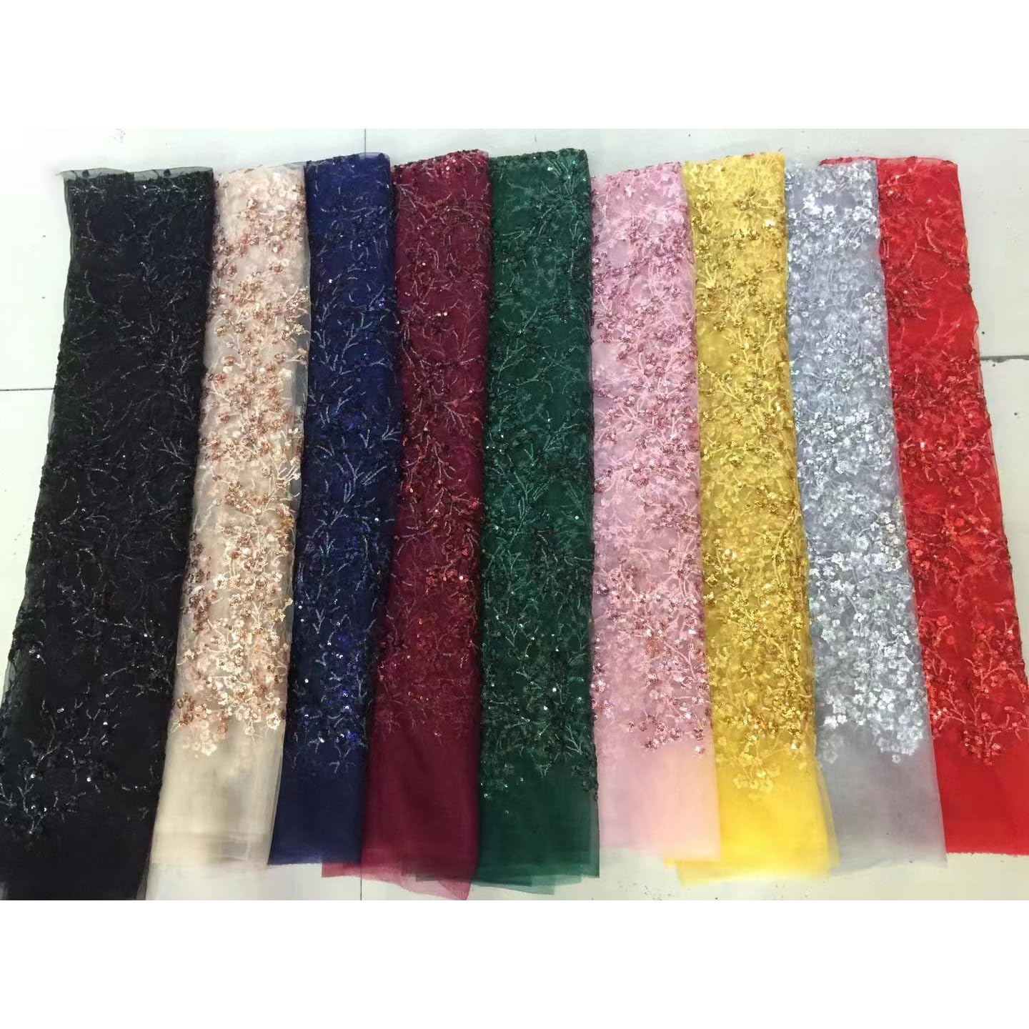 125cm x 3 Yards Soft Tüllstoff mit Pailletten,Basteltüll Glitzerstoff Bestickt Netzstoff Glitzer Tüll aus Polyester,Dekostoff Tüll Stoffe zum Nähen für Hochzeitskleid Tüllrock,Champagnergold
