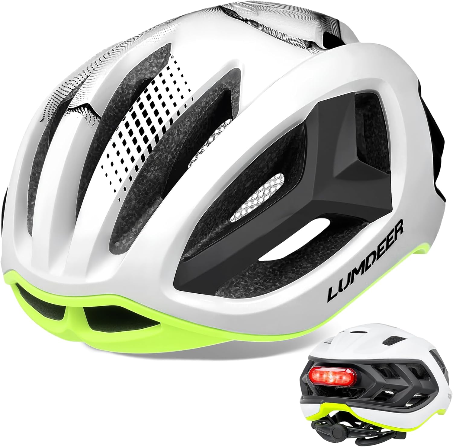 LUMDEER Adult Bike Helmet for Men and Women-Magnetic Taillight, Magnetic Clasps, Lightweight Shockproof, CPSC Safety Certified for Aerodynamic Road Cycling, Mountain Biking & Cyclocross Helmet