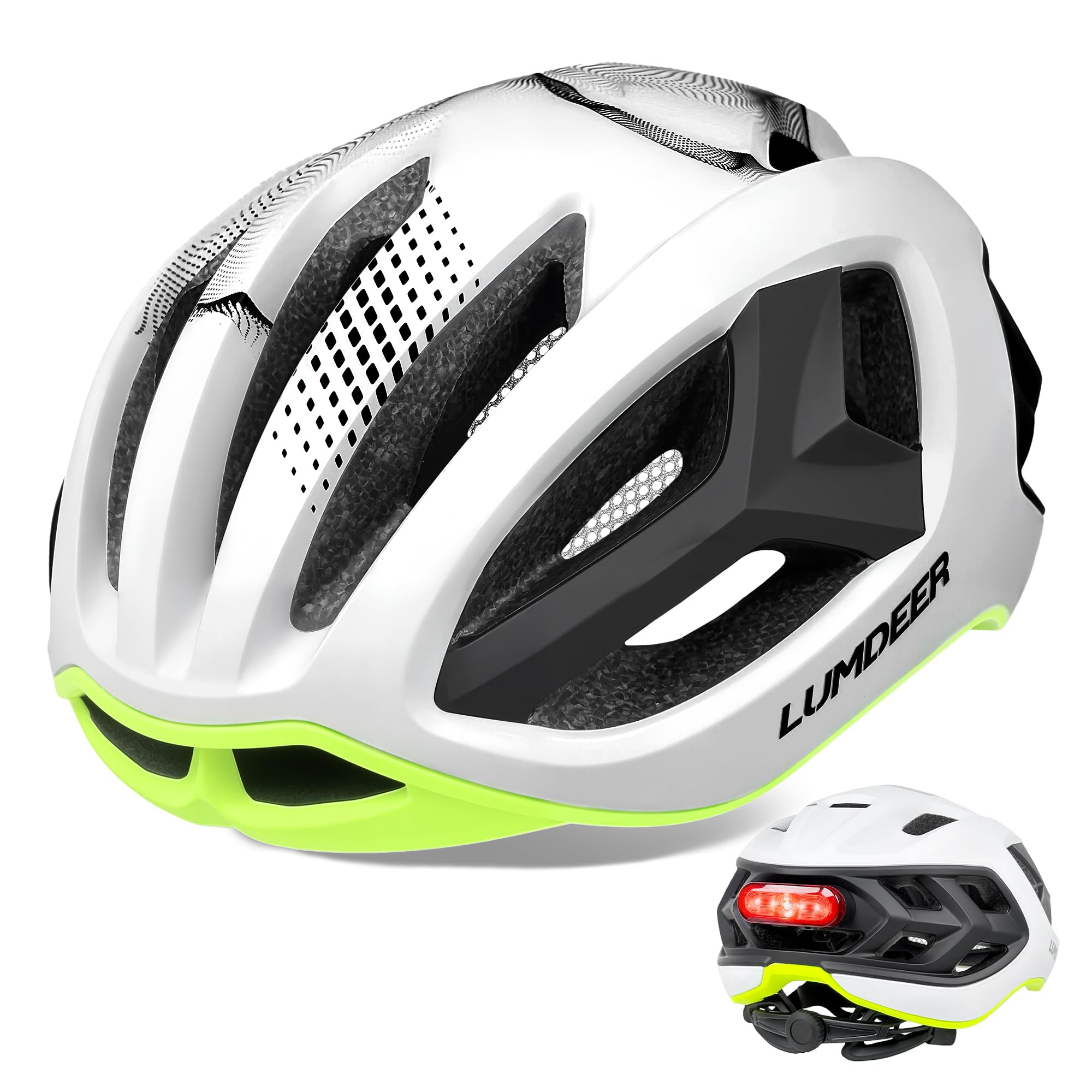LUMDEER Bike Helmet Adult Cycle Helmet with Magnetic Rear Ligh 57-62cm