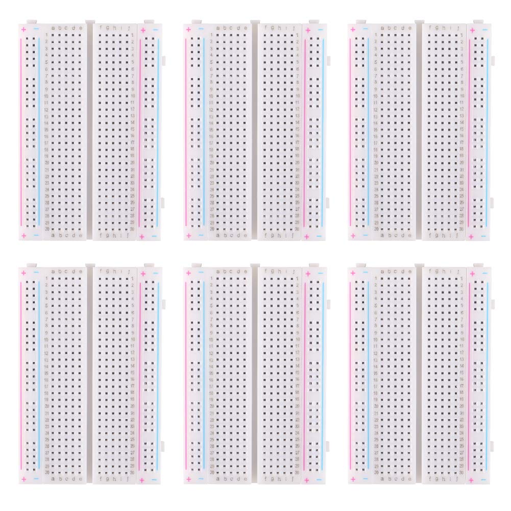 6pcs Small Breadboard, Dealikee 400 Pin Solderless Prototype PCB Board Kit.