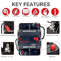 Vista 5 de Disyuntor de 100 amperios de 12 V a 48 V CC con botón de interruptor de reinicio manual para motor de arrastre de barcos, vehículos de remolque