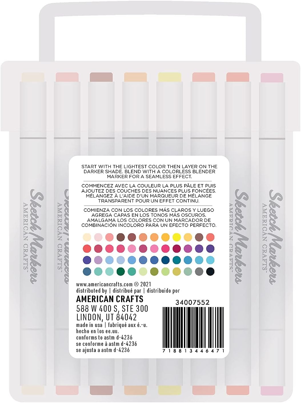 American Crafts AC Sketch Markers Dual-Tip Alcohol Markers 48/Pkg-Assorted Colors