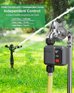 johgee Smart WiFi Water Timer for Irrigation with 300M RF Gateway