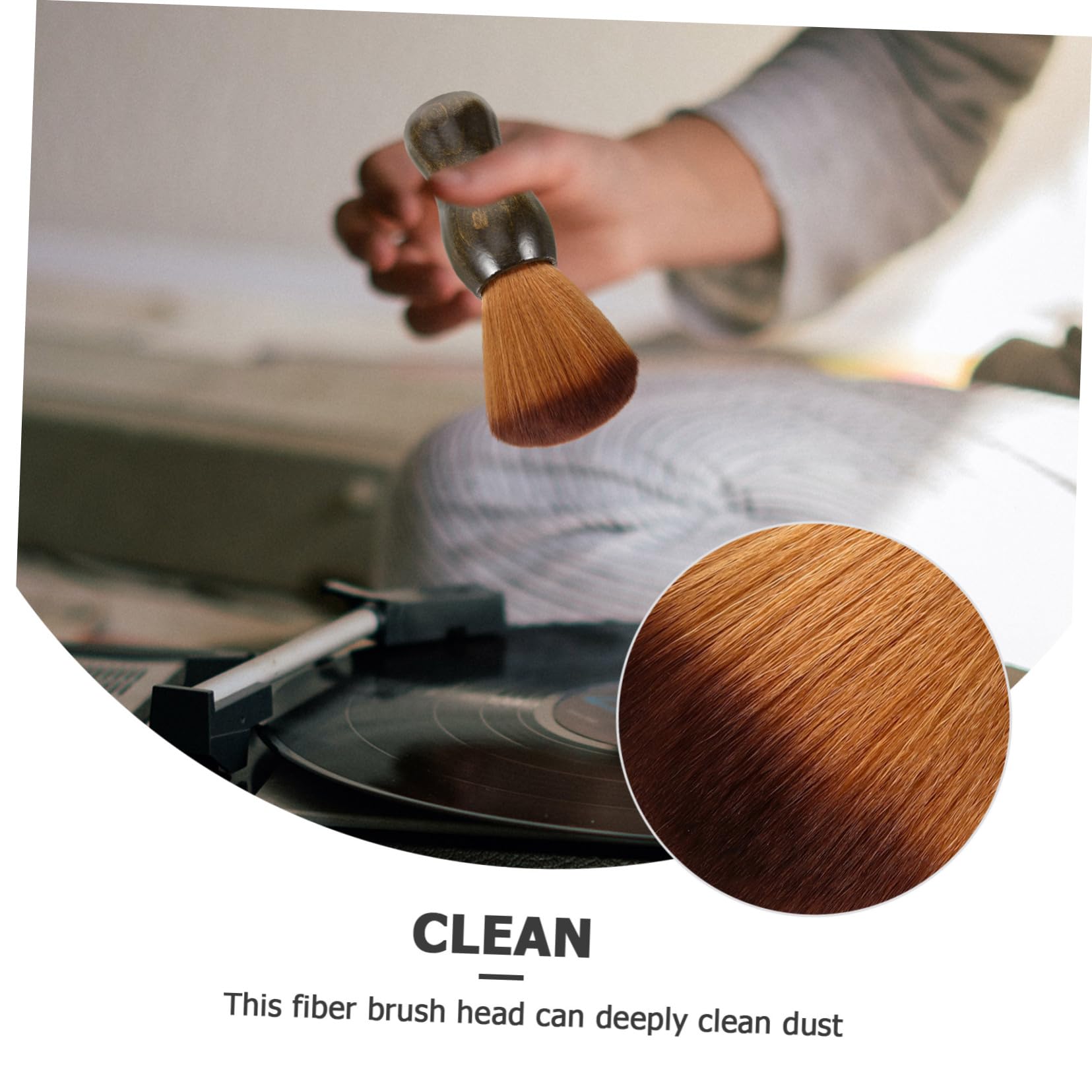 COLLBATH Clean Brush Wooden Handle -Static Vinyl Record Cleaner for Dust Removal Lightweight and Portable Brush for Record Maintenance