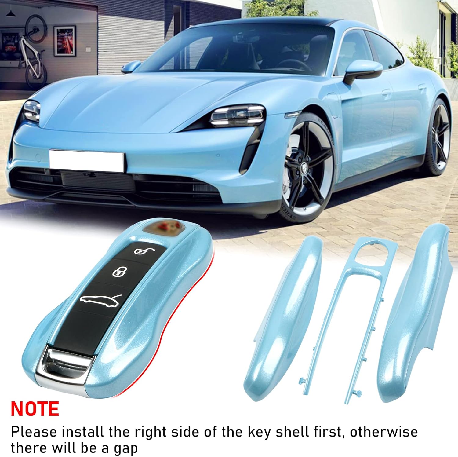 Jaronx Compatible with Porsche Key Fob Cover, Compatible with Porsche Cayenne Panamera Key Fob Cover 2018-2024, for Carrera Taycan Accessories 2020-2024 (Crystal Blue-New) - Image 5