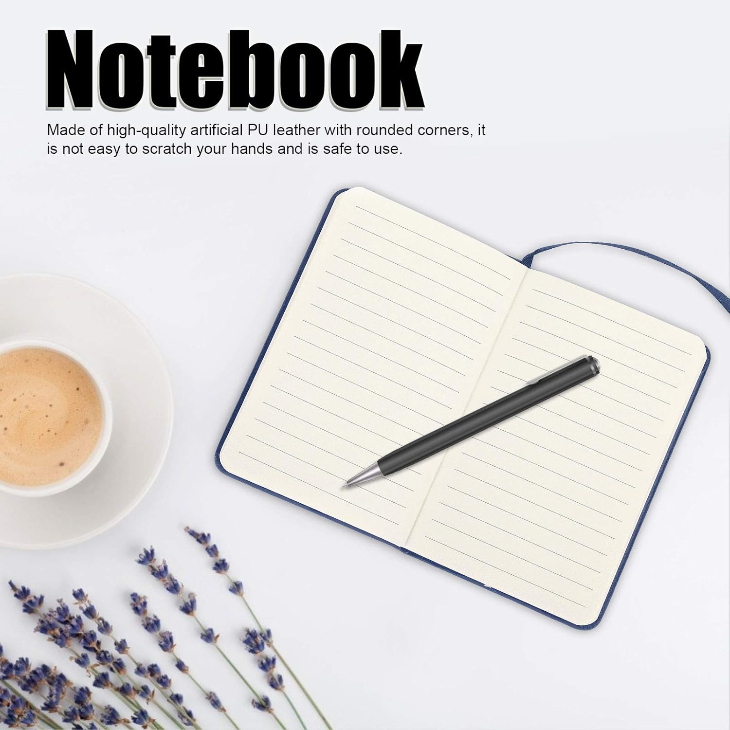 OPPWONG A6 Notebook, 3Pcs Journals Notebook Bulk Lined Journal Notebook Pocket Notebook Soft PU Leather Cover Ruled Writing Notebook for Home Writing School Office Business (Blue)