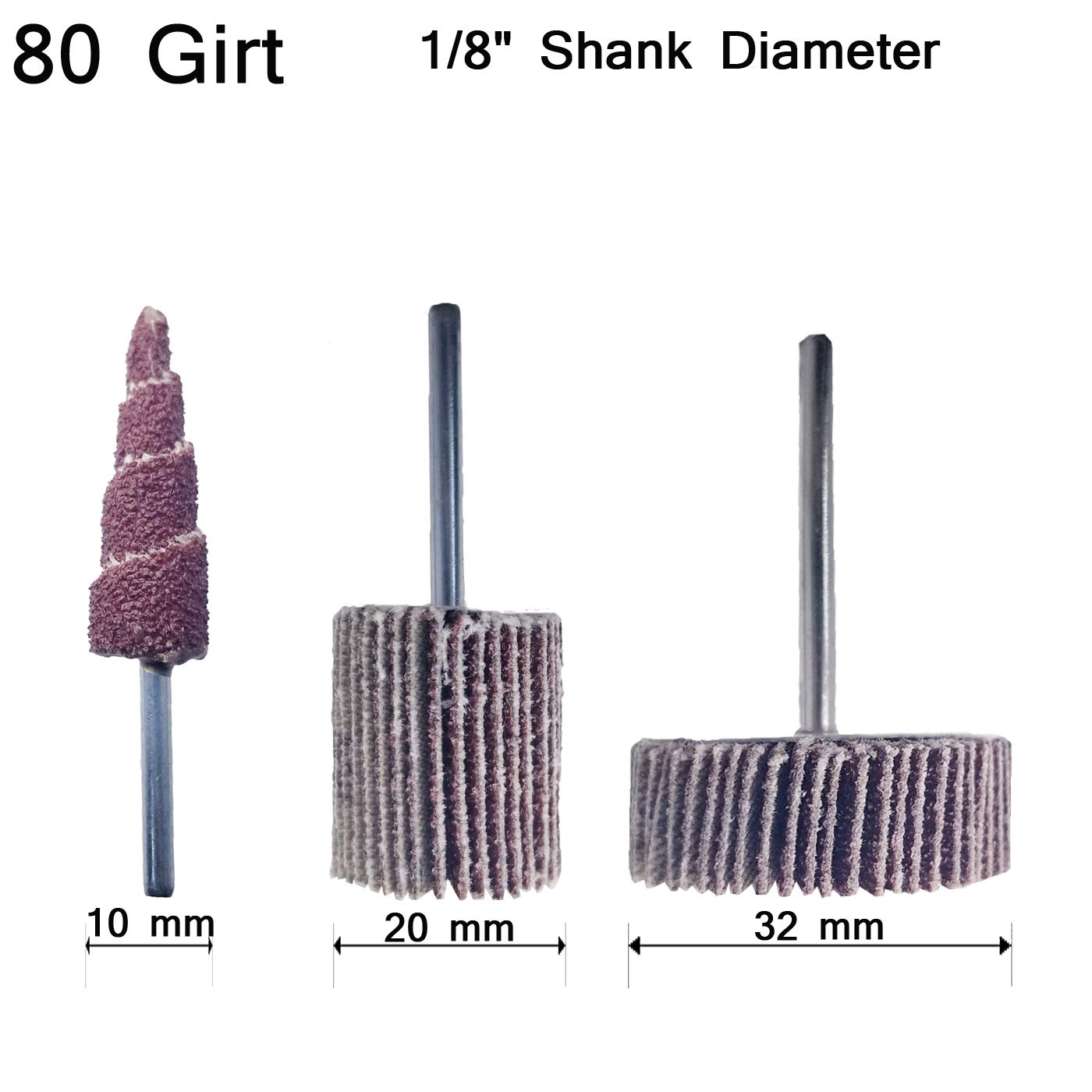 Sackorange 30 PCS Abrasive Flap Wheel Sander,80 Grit 1/8" Shank Diameter Cone Shape Abrasive Sandpaper Flap Sanding Wheel Grinding Head Rotary Tool for Grinding and Polishing