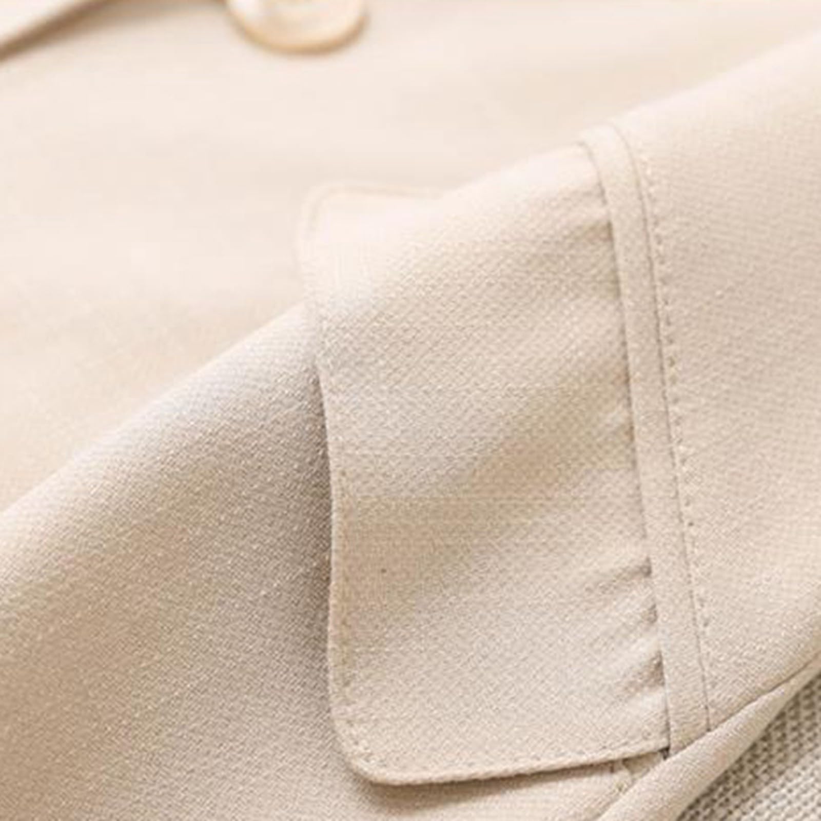 Generisch Blazer élégant pour femme - Veste de costume légère et cintrée en lin pour femme - Beige - Manches 3/4