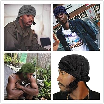 Pirate Bandana Hat Men Vintage Ragged Long Tail Durag Skull Cap Cotton Breathable Running Cycling Riding Hiphop Head Scarf Headwrap
