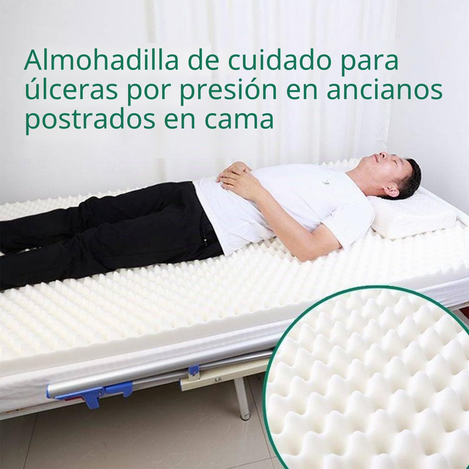 Colchón Antiescaras Para Atención Hospitalaria Domiciliaria,Colchón Para El Reposo En Cama,Esponja De Alta Densidad,Alivia Y Previene Las Úlceras Por Presión,Alivia La Presión,Lavable 90x190cm