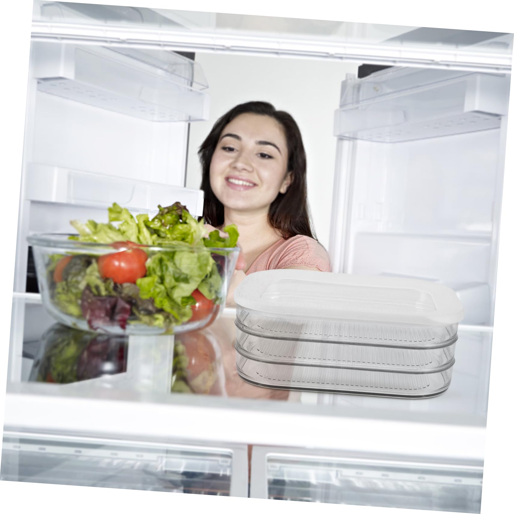 Caja Organizadora de Alimentos Tapa Transparente de Acrílico Resistente a Deformaciones y Larga Duración para Tocino Adecuado para Conservar en Refrigerador