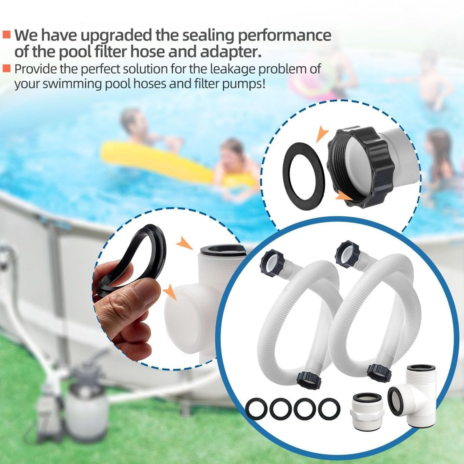 Conector adaptador de manguera de filtro de piscina de 1.5 pulgadas de diámetro para piscinas sobre el suelo y sistemas de agua salada