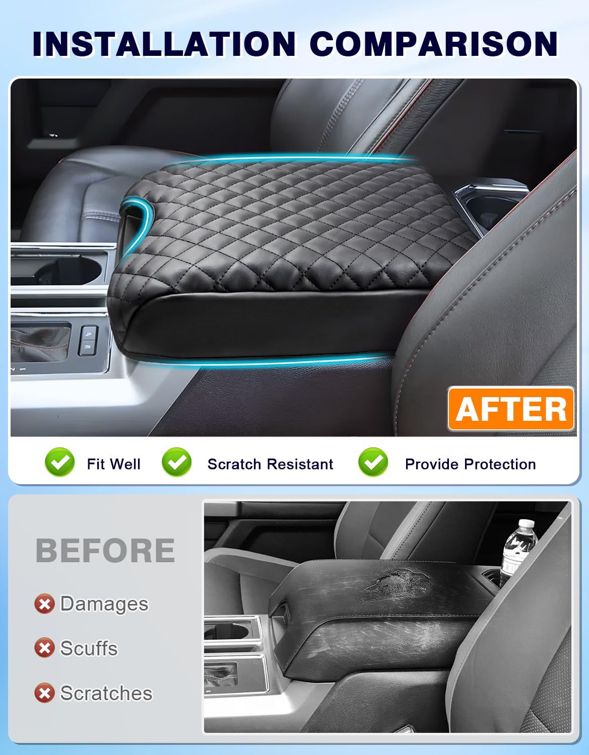 PICAR Center Console Cover Copatible With Ford 2015-2020 F150, 2017-2022 F250 F350 F450, 2018 - View #6