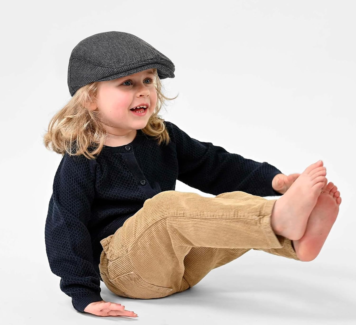 Kids Wool Flat Newsboy Cap - Vintage Tweed Pageboy Ivy Cap Cabbie Hat for Boys Girls Toddler (for 4-9 Years) - Image 4