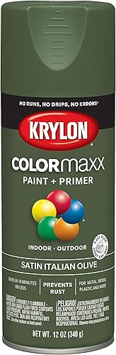 Miniatura 4 de Krylon K05566007 COLORmaxx - Pintura y base en aerosol para uso en interiores y exteriores, color verde oliva italiano (Italian Olive Green)