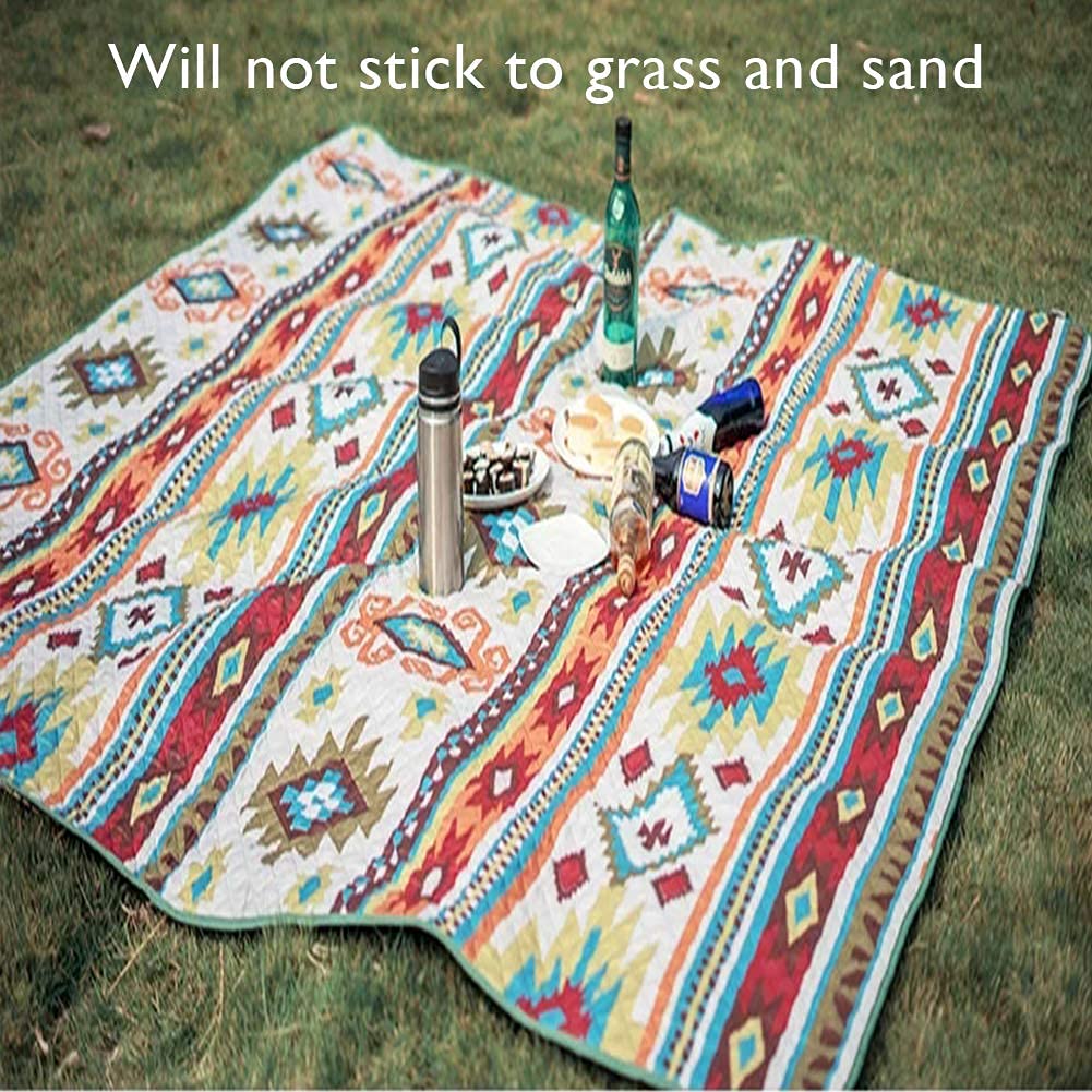 Coussin de Sol de Jardin extérieur géant Pique-Nique Couverture de Plage Support imperméable à l'eau Lavable en Machine Extra Large Poche Tapis bohême XL Tapis Camp rembourré 300x200 cm