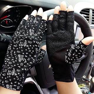 Fahrradhandschuhe Damen Halbfinger Handschuhe Baumwolle Atmungsaktive Fingerlose Handschuhe rutschfeste Radhandschuhe Sonn...