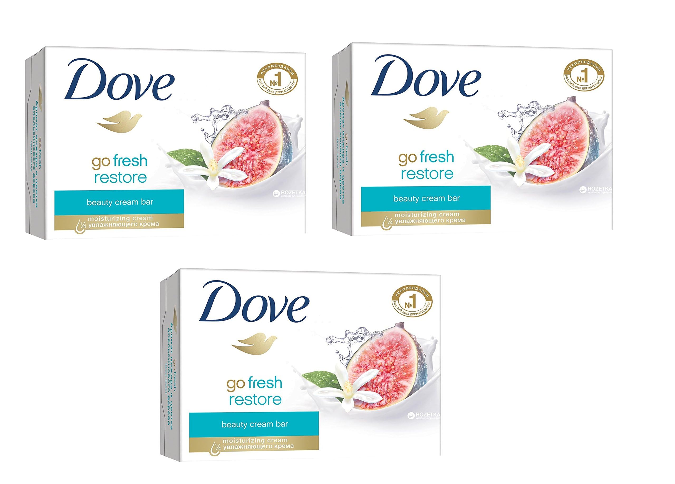 Dove Go Fresh RESTORE Beauty Cream Bar, 100g (Pack of 3)