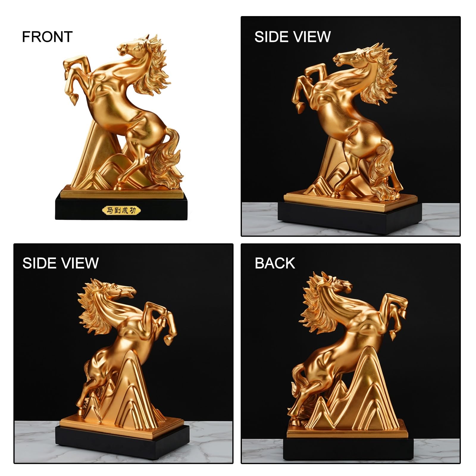 ZłOta Statua Konia Feng Shui, żYwiczna Figurka Konia Hodowlanego ZapewniająCa Sukces, Dobrobyt, Ozdoba Zodiaku ZapewniająCa Bogactwo Zawodowe i SzczęśCie