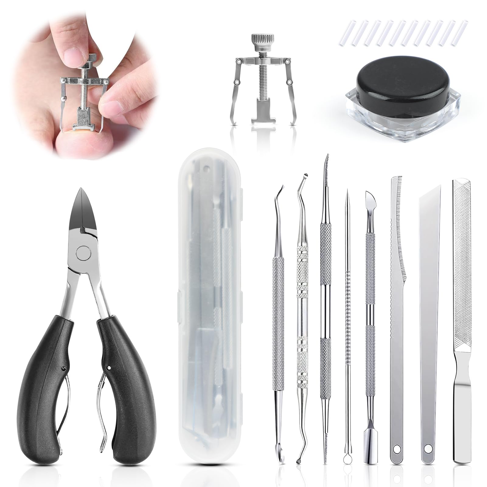 Ongle Incarné Kit, 22Pcs Pedicure Professionnel pour Pied Kit de Correction D'ongles Incarnés Coupe Ongle Pied Kit de Soin des Pieds en Acier Inoxydable Kit Pedicure pour Usage Domestique