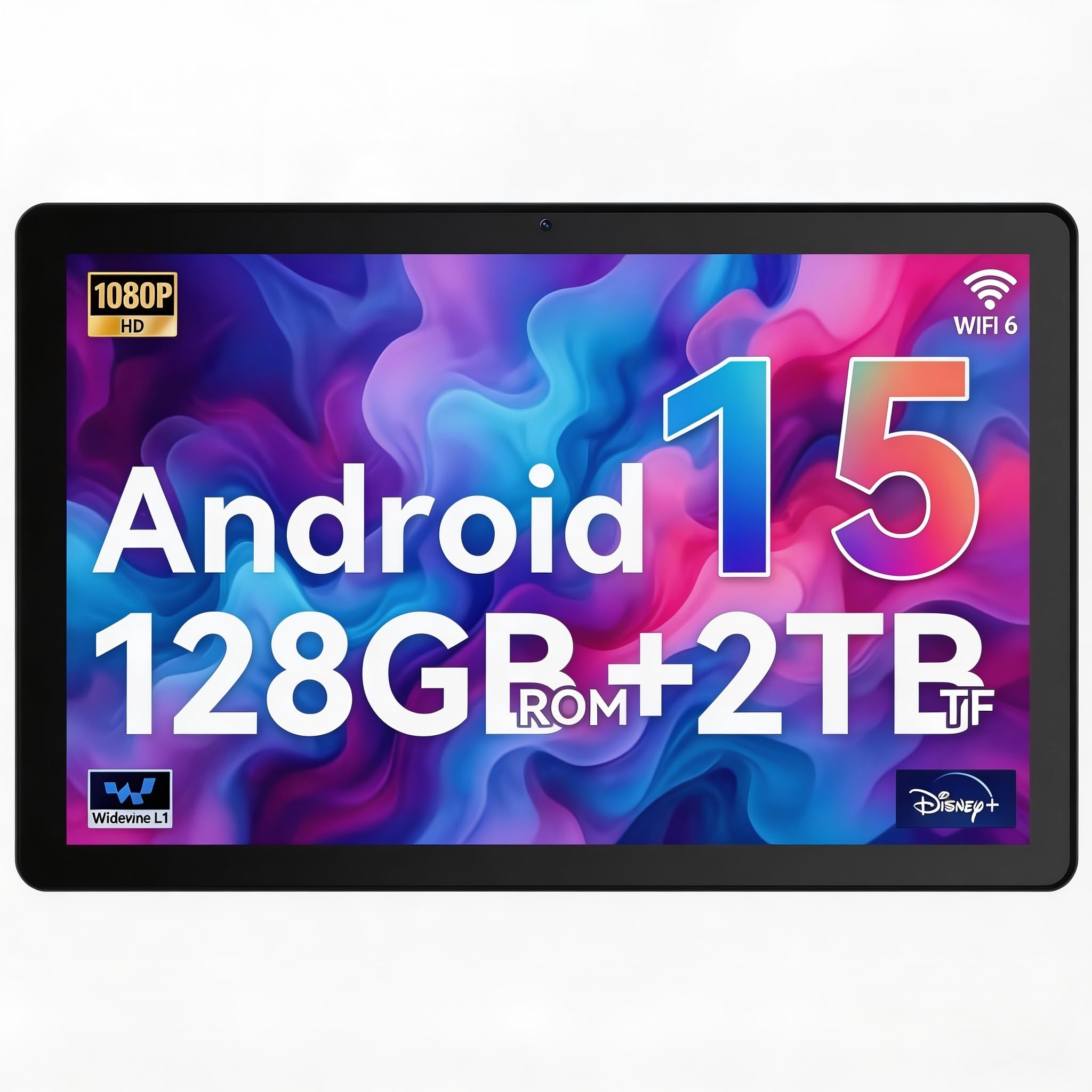 Tablet, 10 inch tablet Android 15 with Octa-core Processor, 30GB+128GB+1TB Expand, 6200mAh, 15W Fast Charge, 1280x800 HD IPS Screen, WiFi 6, BT 5.4,