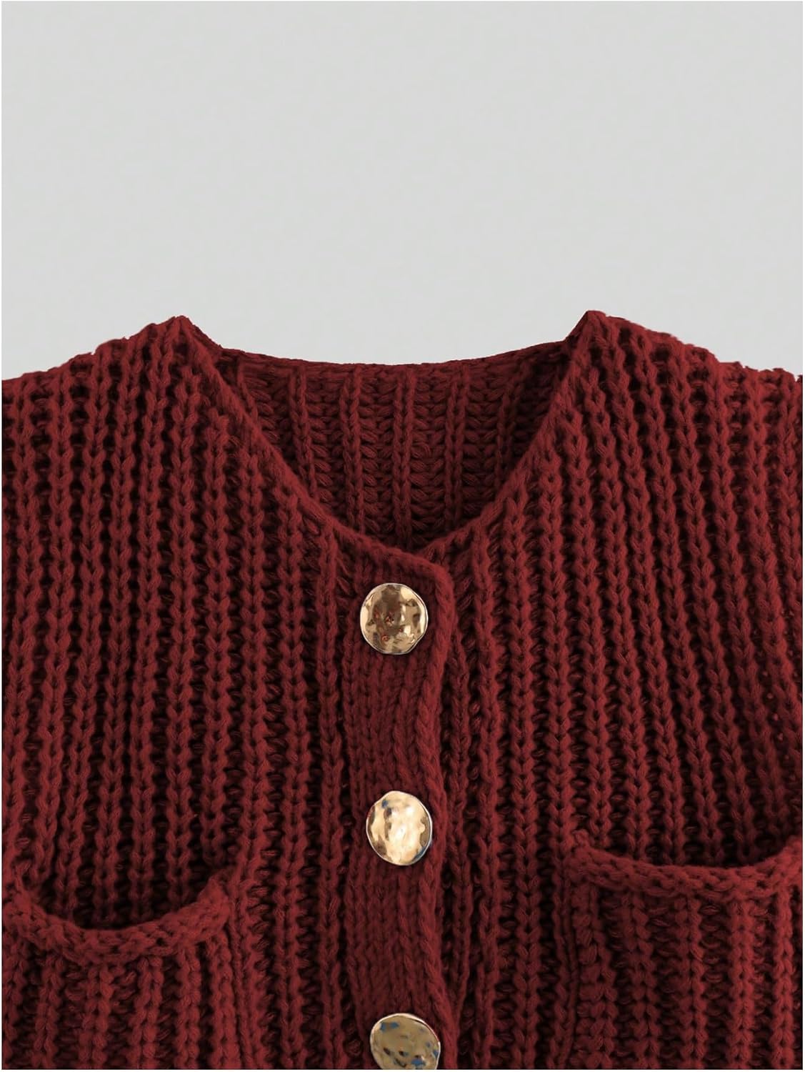 GORGLITTER Women's Button Up Cropped Sweater Vest Crewneck Sleeveless Knitwear with Pockets - Image 4