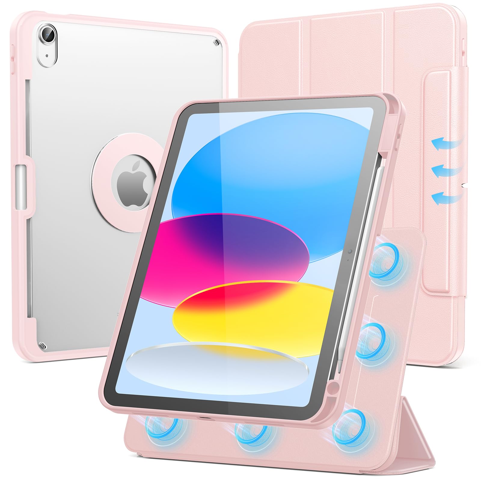 SPARIN Case for iPad A16 11th/10th Generation 2025/2022 (11"/10.9") with Pencil Holder, Magnetic Detachable Hybrid Stand, Portrait/Landscape Angle,