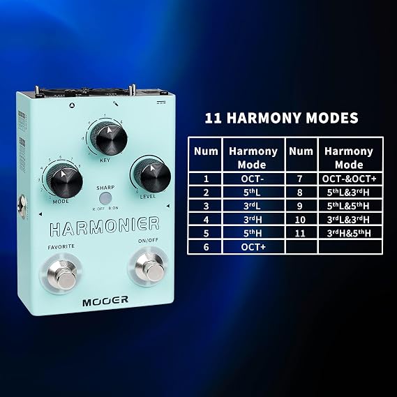 MOOER Harmonier Vocal Effects Processor Guitar Voice Pedal Vocal Stompbox Microphone Amplifier for Live Singing Streaming Recording (MVP2)