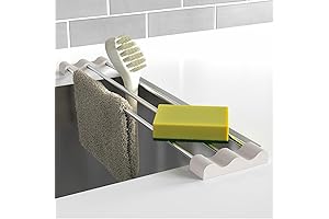 Telescopic Sink Storage Rack, Adjustable Over-the-Sink Organizer for Kitchen, Foldable Heat-Resistant Stainless...