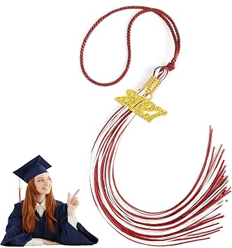 2027 Tassel Graduation with Gold Charm, Red and White Grad Tassel for Graduation Cap Hat Gown Decorations Accessories, Class of 2027 Congrats Grad Ceremony Memorial Party Favors Supplies