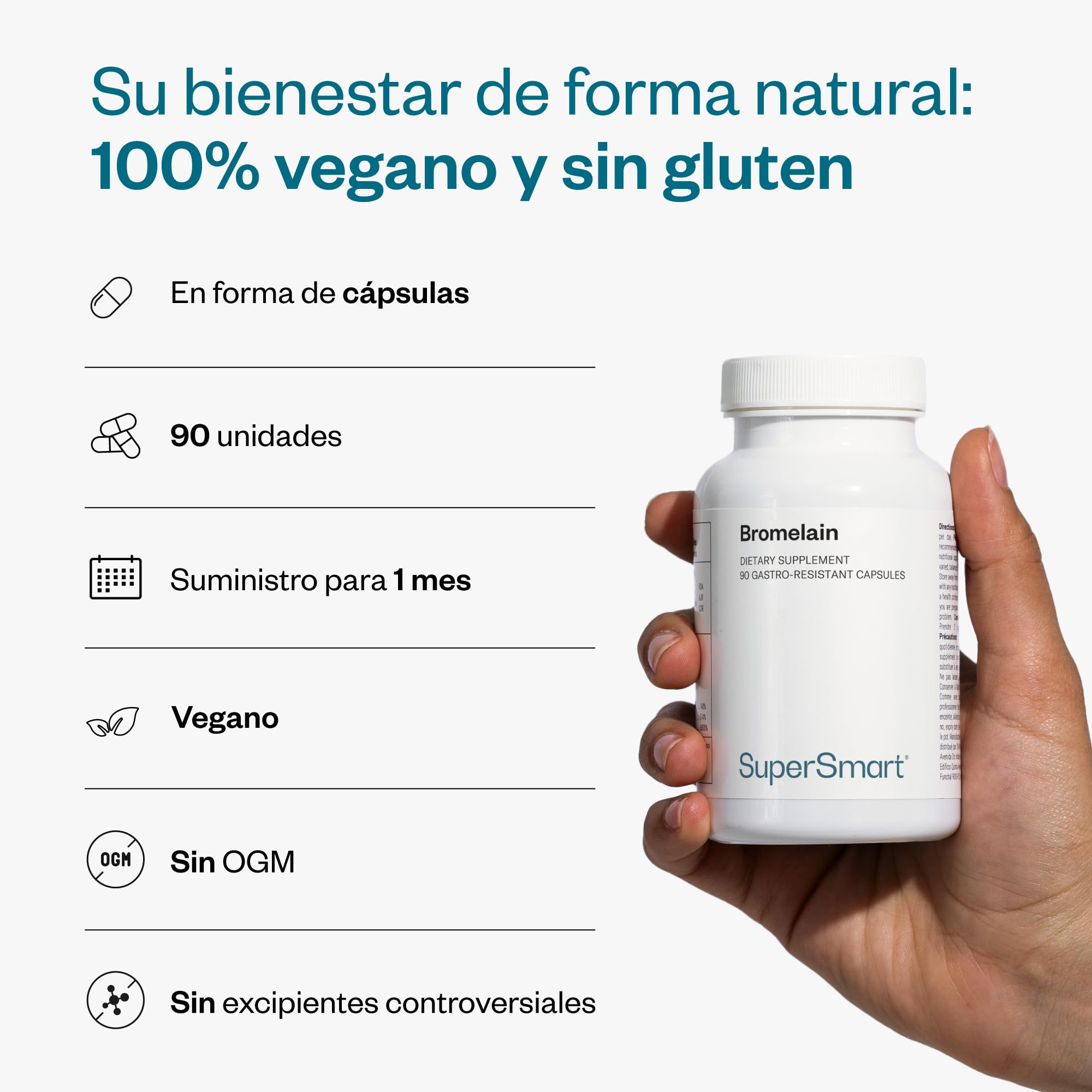 Bromelina - Refuerza el sistema inmunitario - DrCaps - Vegano - SuperSmart