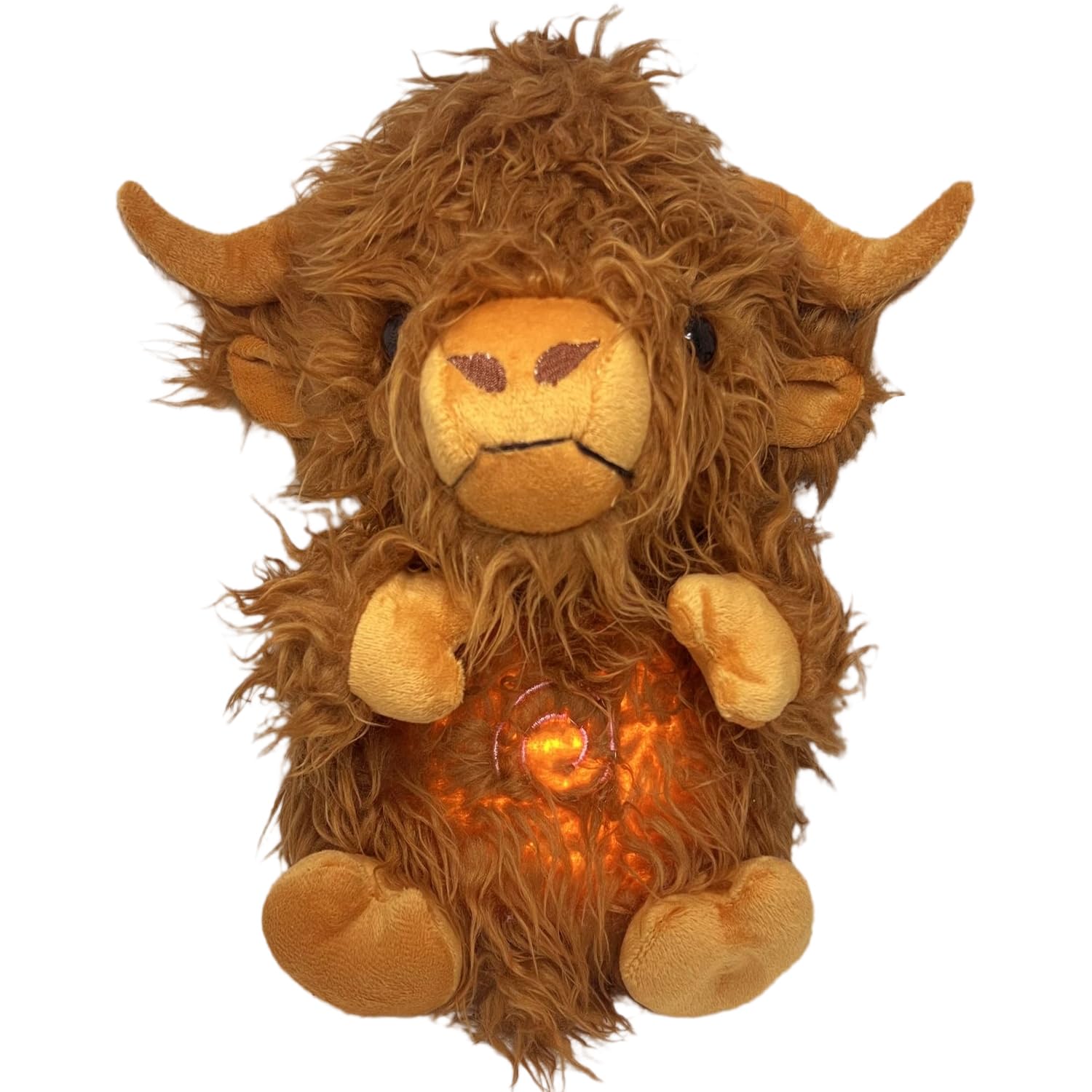 Soothing Snuggle Cute Highland Cow Stuffed Animal with Realistic Breathing Action and Lighted Music, Sleeping Cow Plush Toy (13.5-inch) - 1