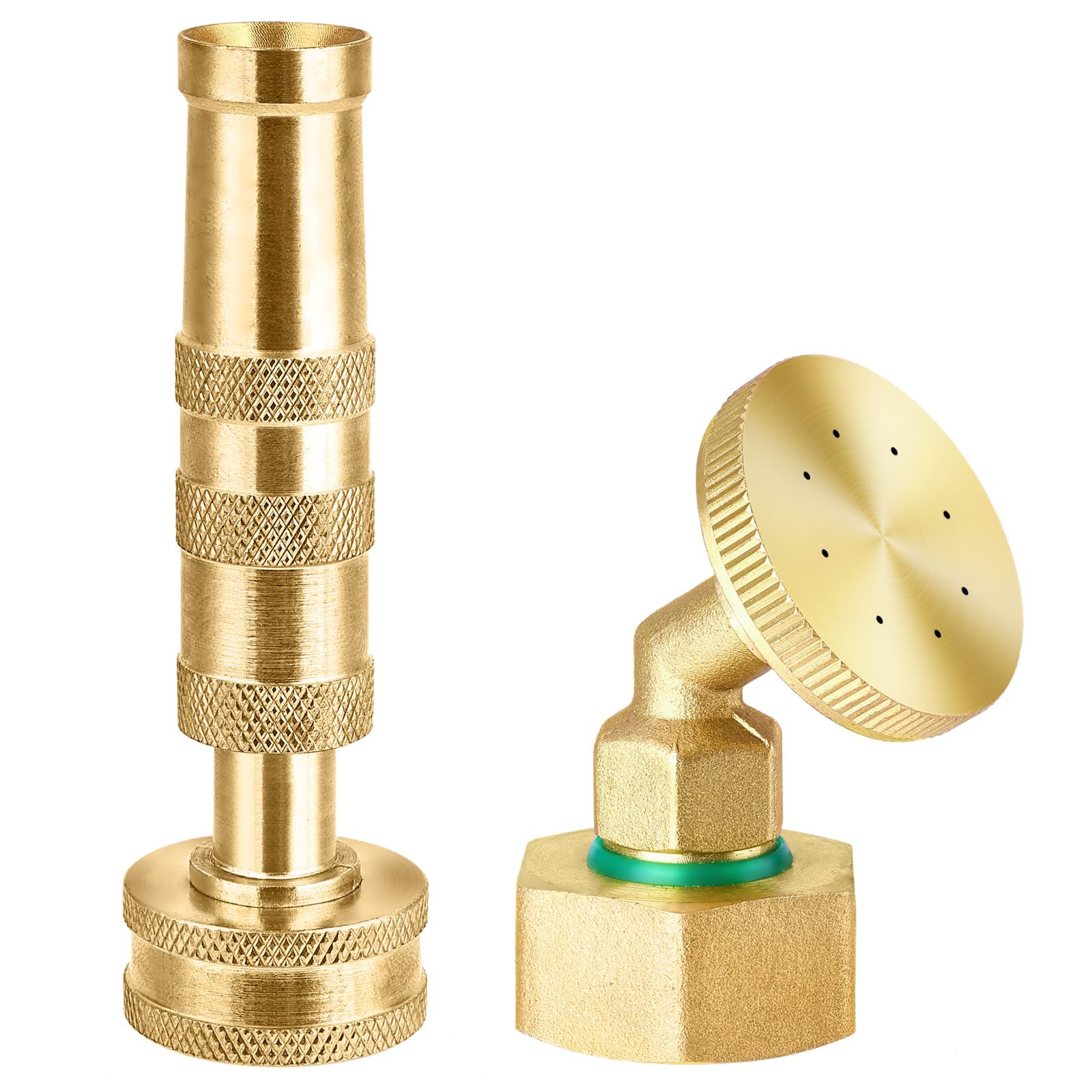 Sohnvwtgd Brass Hose Nozzle & 8Hole Garden Hose Mister Nozzle Set, Heavy Duty, Adjustable Spray & Highpressure Jet