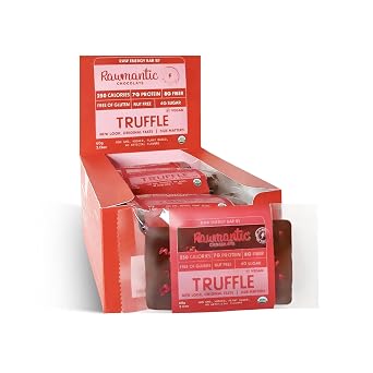 Rawmantic Dark Chocolate Berry Truffle 12 Mini Bars x 25g Blend of Dark Raw Chocolate, Mixed Berries, Pea Protein & More, No Artificial Flavors, Plant-Based, Non-GMO & Kosher, Guilt-Free Snacks