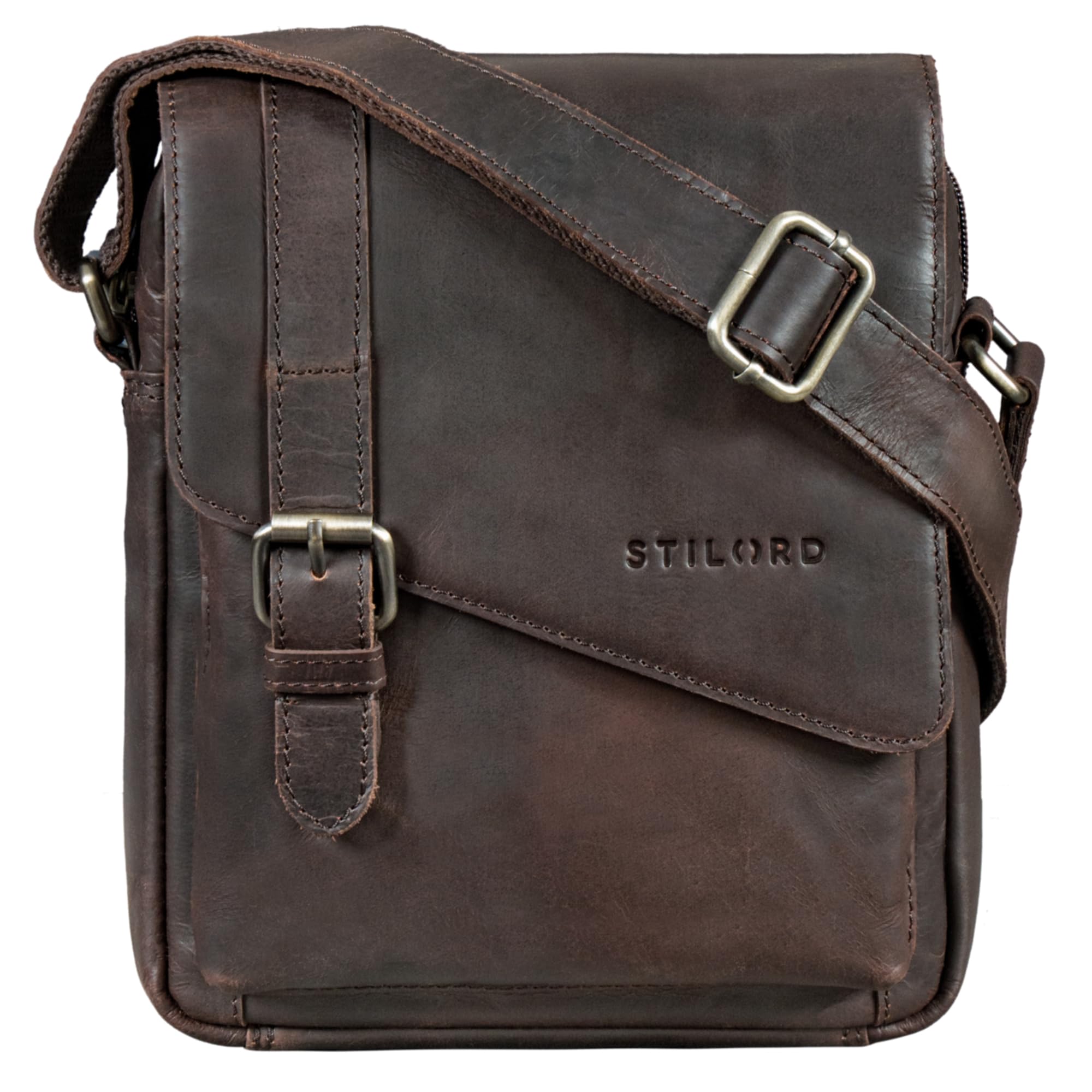 STILORD "Ryder Borsello Uomo Pelle Tracolla Piccola Borsa a Tracolla Cuoio Nero Vintage Borselli Messenger Crossbody Bag per Tablet 8 Pollici con Chiusura Magnetica