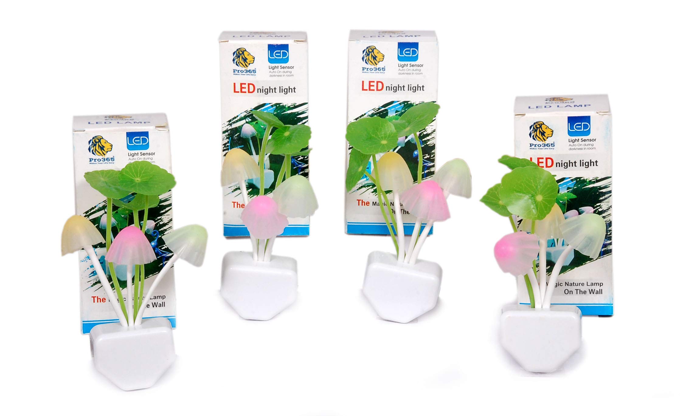PRO365 Kids Magic Night Lamp Auto On in Darkness, Multicolour, 4 Pack, LDR Sensor