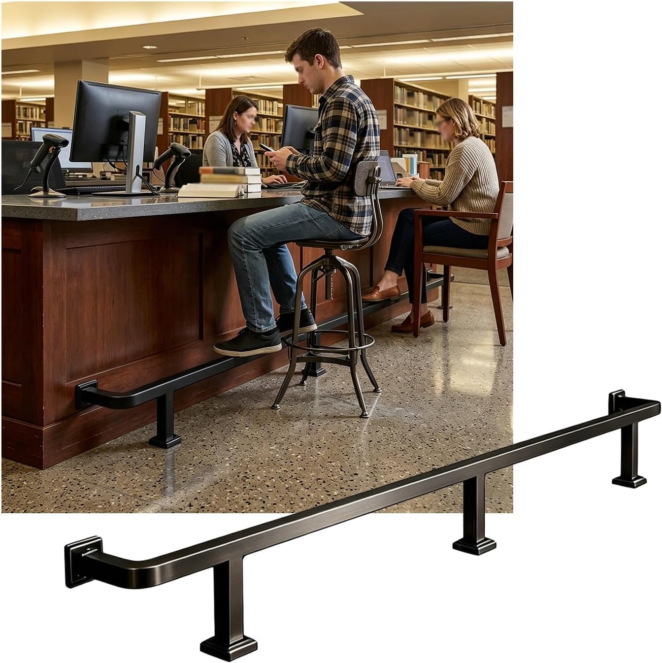 KJoBDwz Bar Foot Rail Bar Foot Rail, Stainless Steel Bar Foot Rail Kit Bars Stool Feet Railing for Restaurant Kitchen Librar(Schwarz,4.0M/13.12FT)