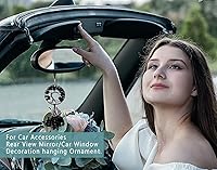 Vista 3 de MAIBAOTA Adorno colgante de cristal redondo negro obsidiana decoración árbol de la vida espiritual habitación decoración de pared lindo coche espejo