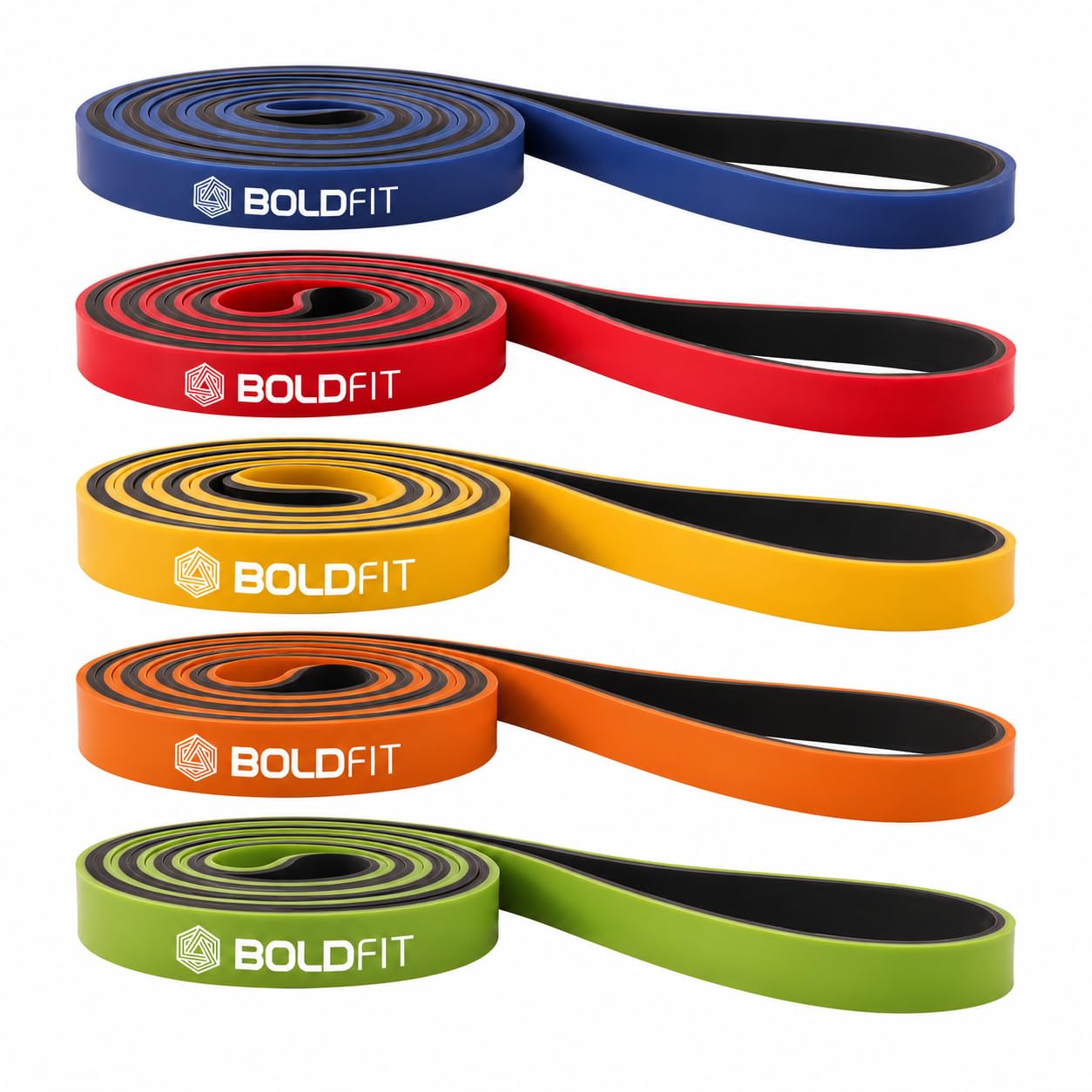 Boldfit Resistance Bands for Workout Dual Color Heavy Resistance Band for Stretching, Pull ups, Home Exercise Band for Gym Workout Stretch for Men and Women - 5 Color Set-image-29