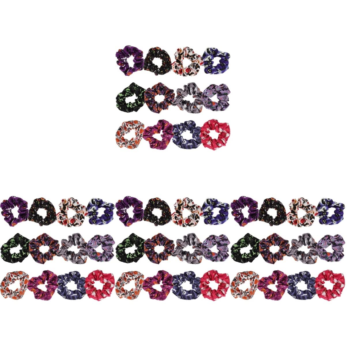 minkissy 48kawałki Gumki Do Włosów Halloween Elastyczne Scrunchie Akcesoria Do Włosów Dla Kobiet Wygodne Wiązania Kucyków i Upięć