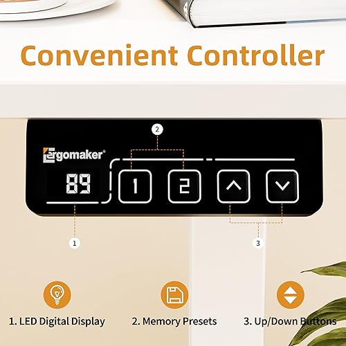 Miniatura 6 de ERGOMAKER Escritorio Eléctrico de Pie, 43.3" x 23.6" Escritorio de Pie Ajustable en Altura con Tablero de Empalme para Oficina en Casa, Escritorio