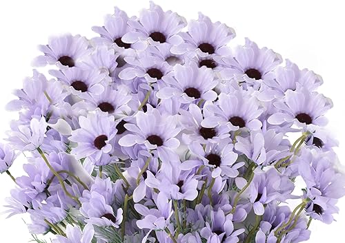 Ramas de margaritas artificiales de seda, 12 unidades, flores silvestres falsas con tallos de margarita sintética, arbustos vegetales, arreglos de