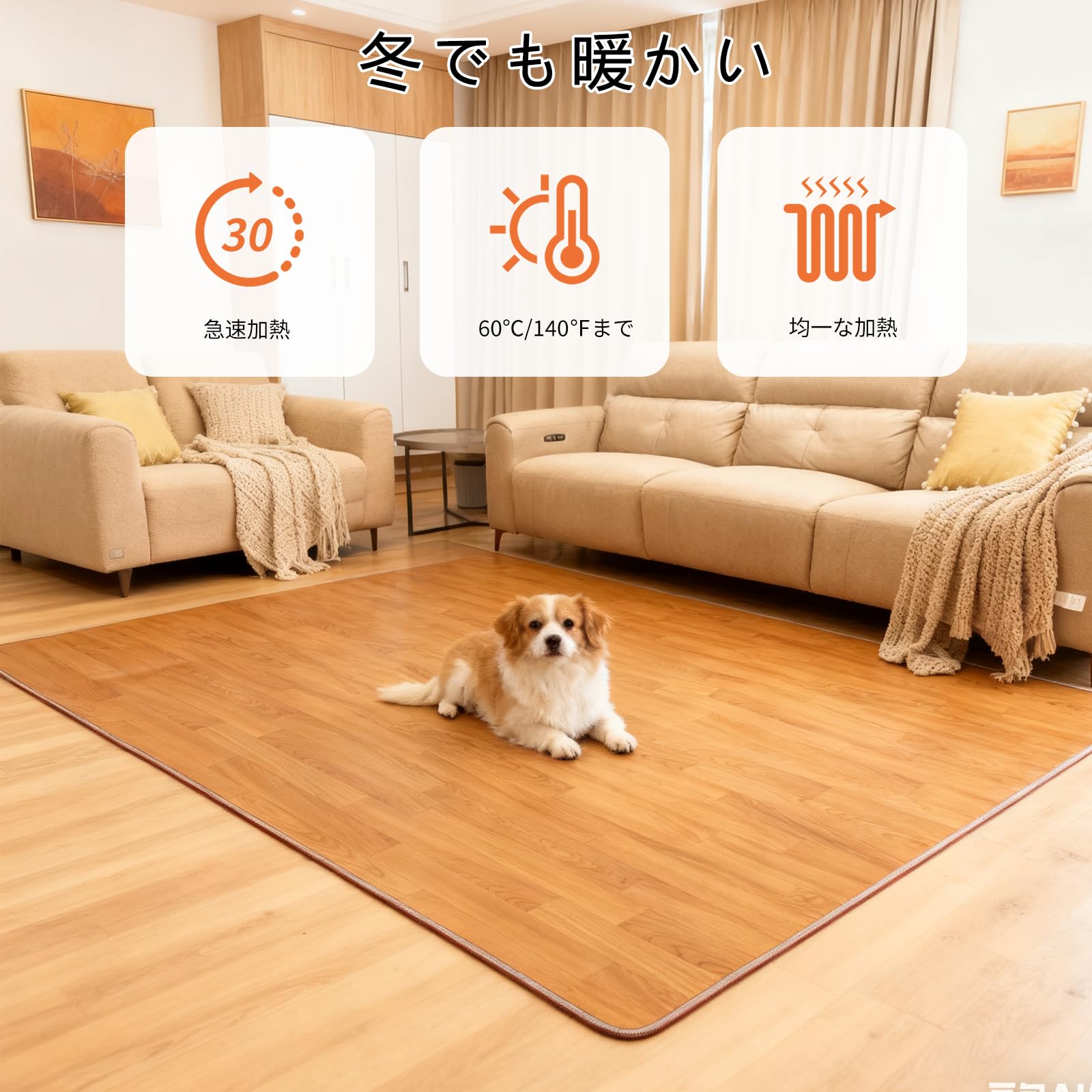 Amazon | NujorWarm グラフェン 電気ホットカーペット 150x200cm 木目