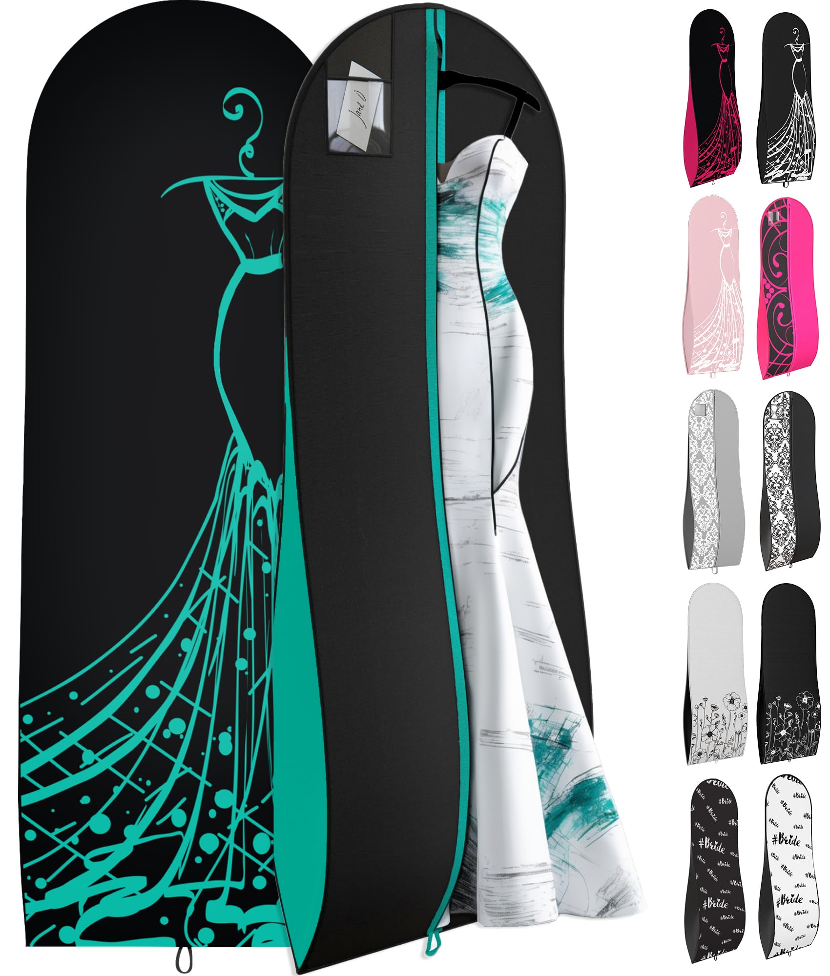Your Bags Womens Dress and Gown Garment Bag -72 x24 and 10 Tapered Gusset Prom Bags Blue Black