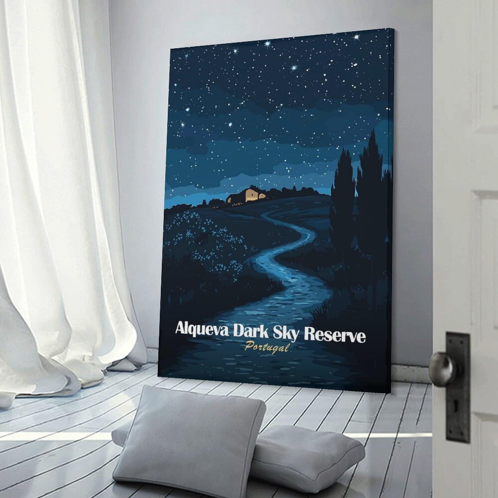 Junmoney Alqueva Dark Sky Reserve Canvas Art Print, 24x36inch(60x90cm), for Living Room, Bedroom, Office Or Hallway, Decorative Artwork with Broad Appeal